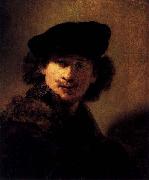 Rembrandt van rijn, Self-portrait with Velvet Beret and Furred Mantel